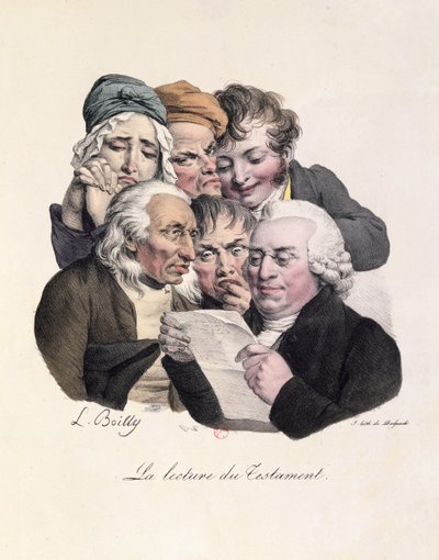 Het Testament Lezen, gegraveerd door Francois Seraphin Delpech door Louis Leopold Boilly